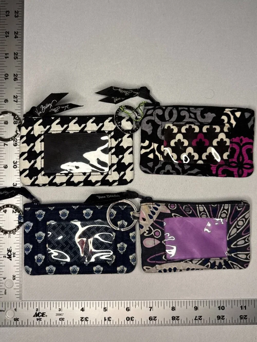 Vera Bradley Zip ID Case Lot of 4 Houndstooth Canterberry Nantucket Navy Mimosa - Picture 2 of 9